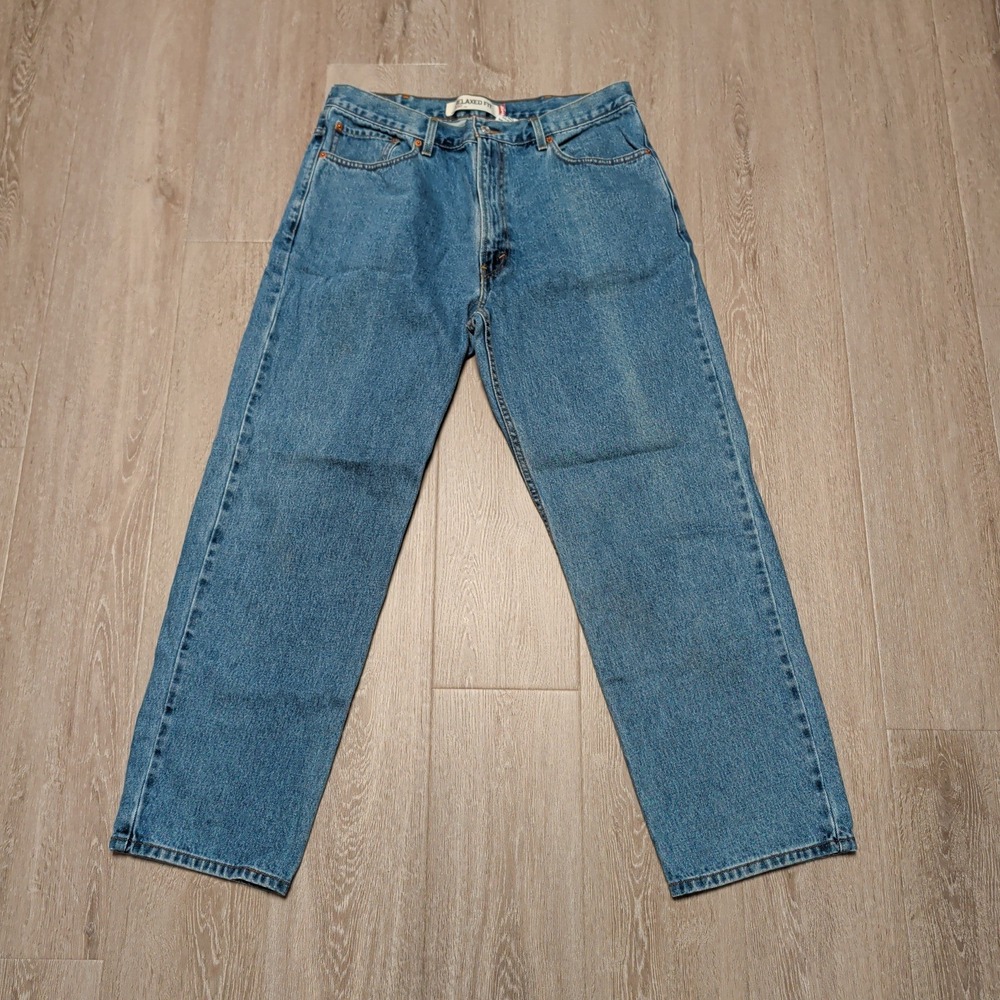 Vintage Y2K Levis 550 Relaxed Fit Mens Jeans 36x30 Medium Blue Denim Tapered Leg